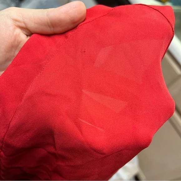 Parker Mae Red Silk Wrap Effect Top XS S1 - Picture 6 of 7